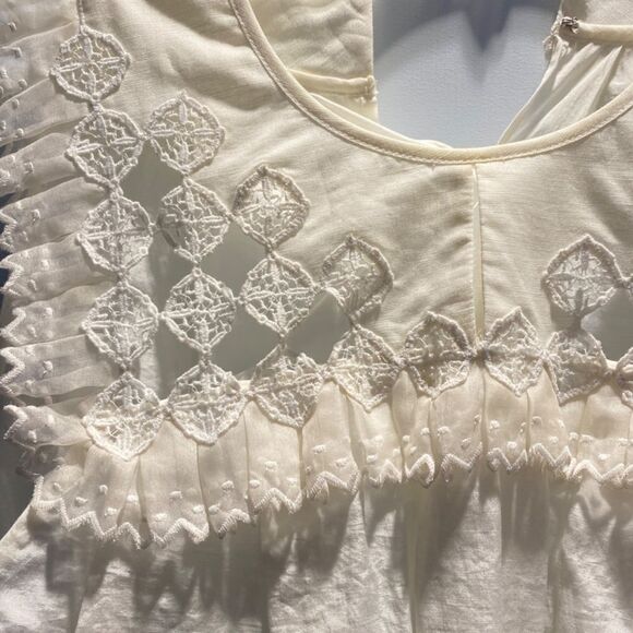 1424 3.1 Phillip Lim Size 10 Whit Lace Yoke Blouse Sleeveless New - Picture 4 of 10